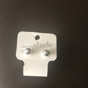 Charming Charlie Silver Sphere Stud Earings